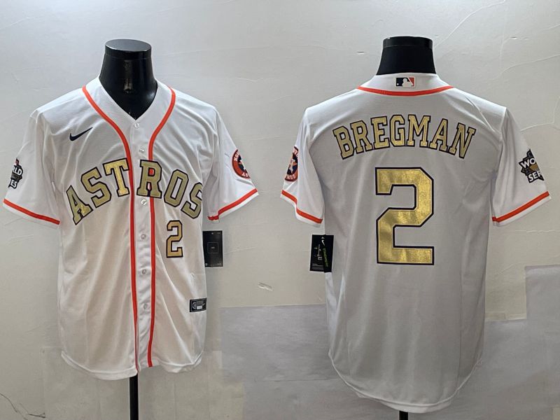 Men Houston Astros #2 Bregman White Gold Game 2025 Nike MLB Jersey style 4->houston astros->MLB Jersey